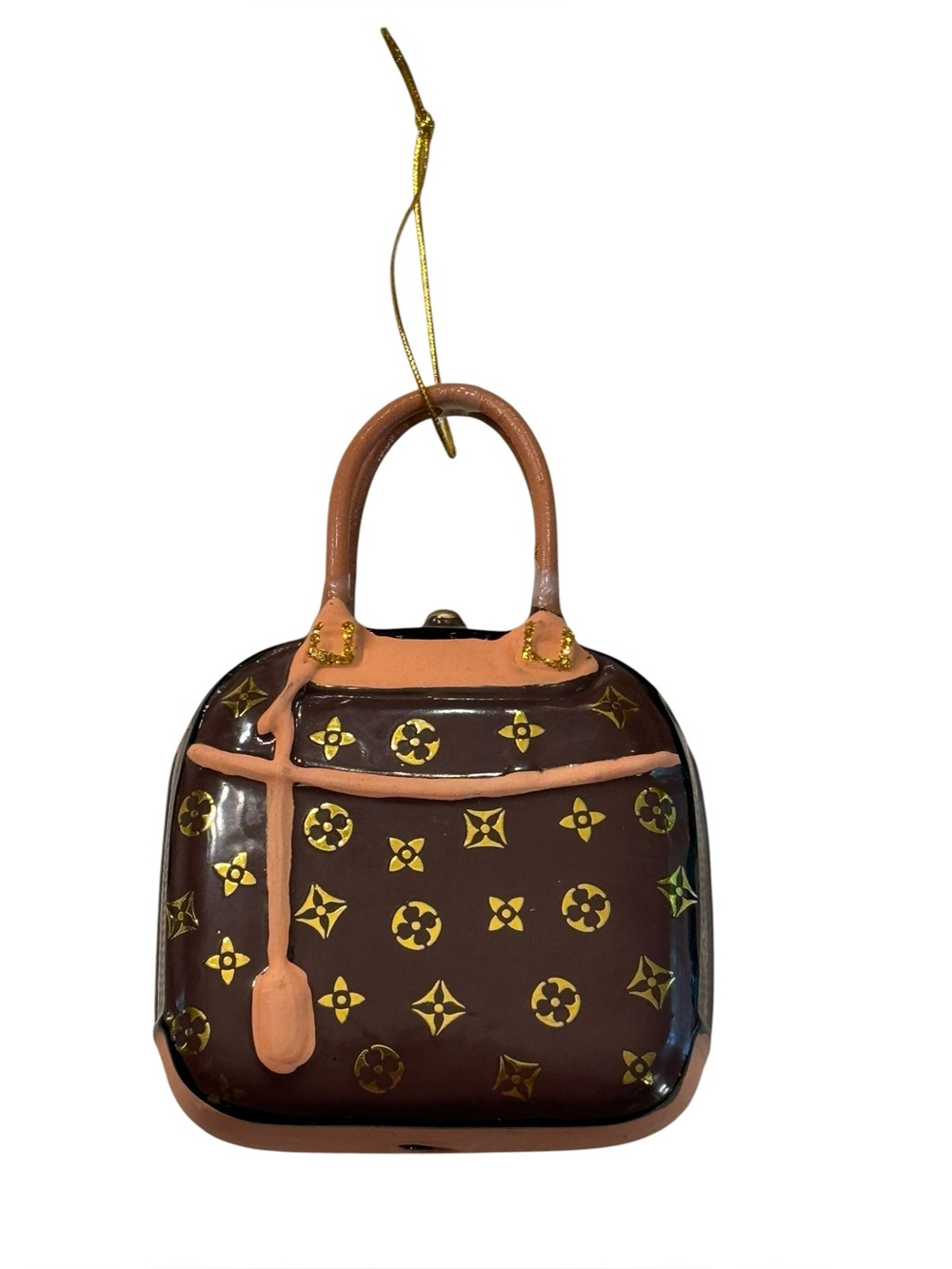 Quatrefoil Fashion Dome Handbag Ornament by Cody Foster Brown/Mauve NEW